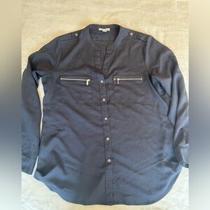 Calvin Klein Charcoal Button-Up Blouse
